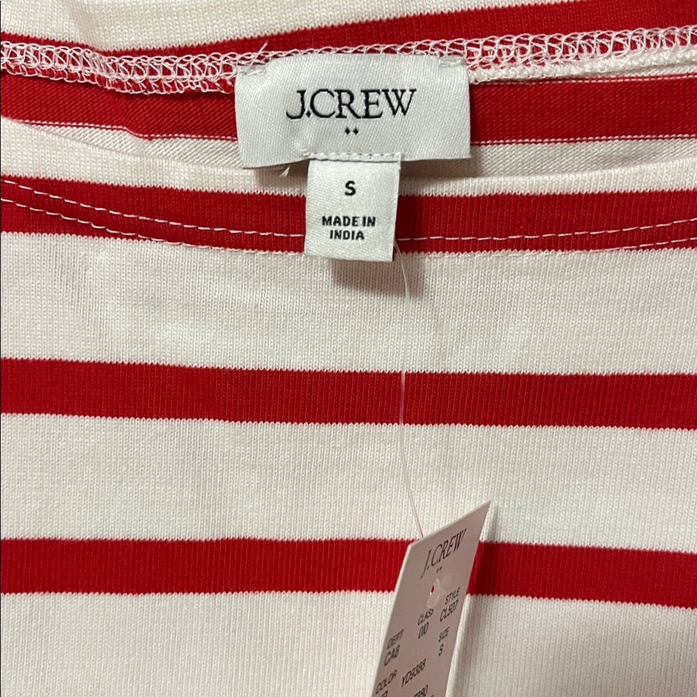 J. Crew Red and White Striped Long Sleeve Top NWT - Picture 2 of 3